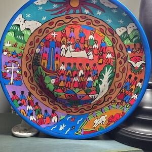 Colorful Hand-Painted Decorative Plate